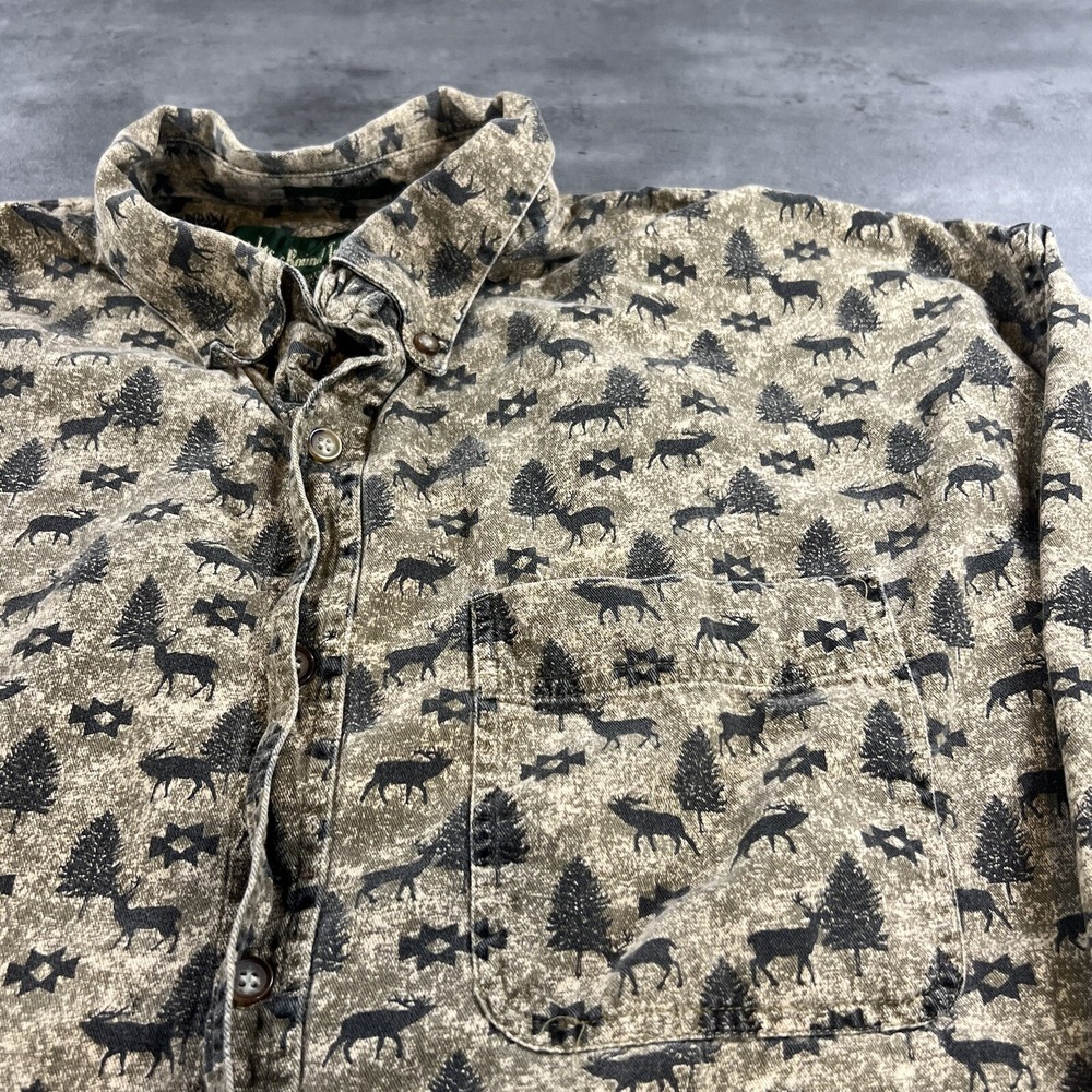 American Vintage Tan and Black Patterned Casual Button Down Shirt